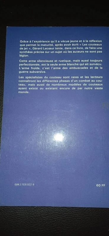 L arme froide de Gérard Lecoeur édition Crépin Leblond neuf édité en 1988 – photo 2